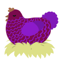 A wine and violet chicken with a lace pattern