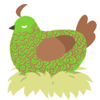 A grass and brown chicken with a double-lace pattern