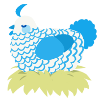 A white and sky chicken with a lace pattern