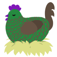 A viridian and bark chicken with a lace pattern