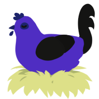 A indigo and black chicken