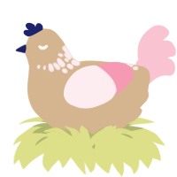 A beige and rose chicken with a neck-speckle pattern