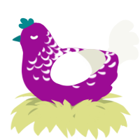 A plum and white chicken with a half-lace pattern