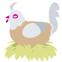 A beige and mist chicken with a head pattern