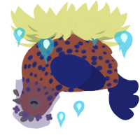 Deerie, a russet and navy chicken with a speckle pattern