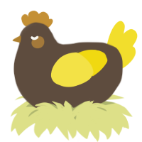 A bark and yellow chicken