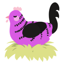 A orchid and sable chicken with a half-bar pattern