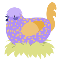 A lilac and honey chicken with a speckle pattern