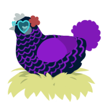 A tumblr and violet chicken with a lace pattern