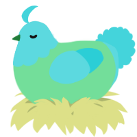A spring and aqua chicken with a head pattern