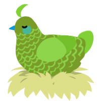 A chartreuse and grass chicken with a lace pattern