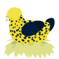Apple Banana, a yellow and tumblr chicken with a speckle pattern