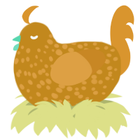 A ochre and orange chicken with a speckle pattern