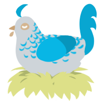 A mist and cerulean chicken with a half-lace pattern