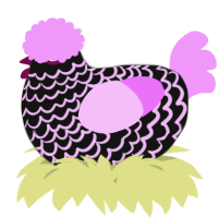 A black and lavender chicken with a lace pattern