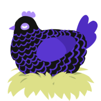A black and indigo chicken with a lace pattern