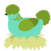 A mint and chartreuse chicken with a neck-speckle pattern
