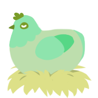 A gluppy and spring chicken with a head pattern