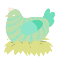 A gluppy and mint chicken with a bar pattern