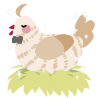 A cream and beige chicken with a bar pattern