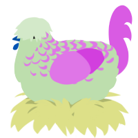 A gluppy and orchid chicken with a half-lace pattern