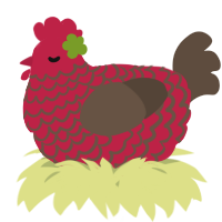 A crimson and bark chicken with a lace pattern