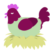 A gluppy and wine chicken with a head pattern