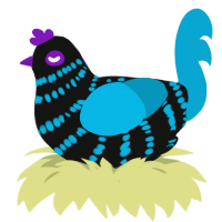 (unnamed), a black and cerulean chicken with a bar pattern
