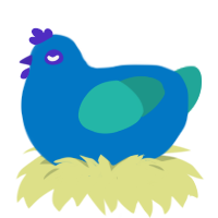 A sapphire and turquoise chicken