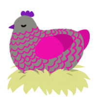 Webcomic, a ash and fuchsia chicken with a lace pattern