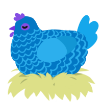 A sapphire and sky chicken with a lace pattern