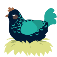 A tumblr and turquoise chicken with a half-lace pattern