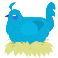 A cerulean chicken with a double-lace pattern