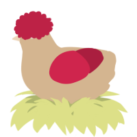 A beige and crimson chicken
