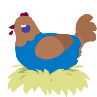 A sapphire and brown chicken with a head pattern
