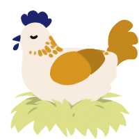 A cream and ochre chicken with a neck-speckle pattern