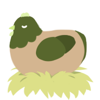 Shrek Jr, a beige and olive chicken with a head pattern