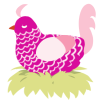 A fuchsia and rose chicken with a lace pattern