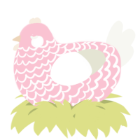 A rose and white chicken with a lace pattern