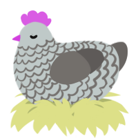 A silver and grey chicken with a lace pattern
