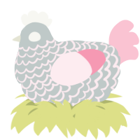 A silver and rose chicken with a lace pattern