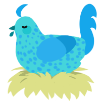 Jay, a aqua and sky chicken with a speckle pattern