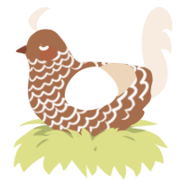 A brown and cream chicken with a lace pattern