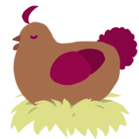 A brown and maroon chicken