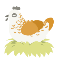Quiche, a white and orange chicken with a half-lace pattern
