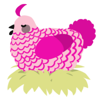 A rose and fuchsia chicken with a lace pattern