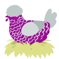 A plum and silver chicken with a lace pattern