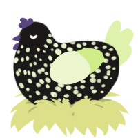 A sable and apple chicken with a speckle pattern