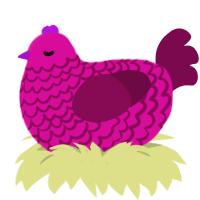 A fuchsia and wine chicken with a lace pattern