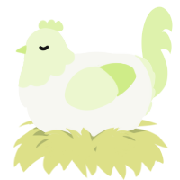 A white and apple chicken with a head pattern